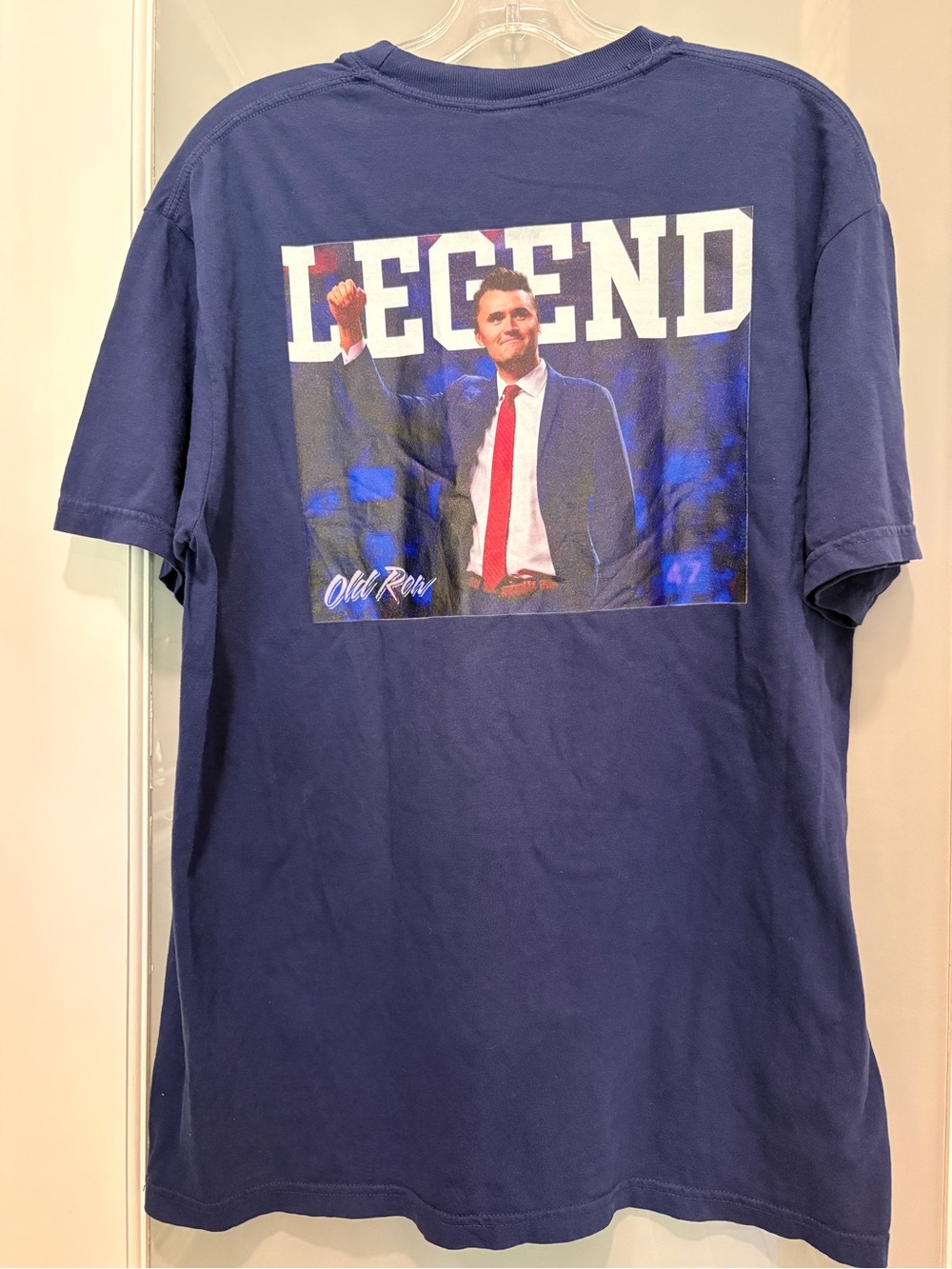 Mens Old Row Charlie Kirk Legend T-Shirt NAVY BLUE Size Large